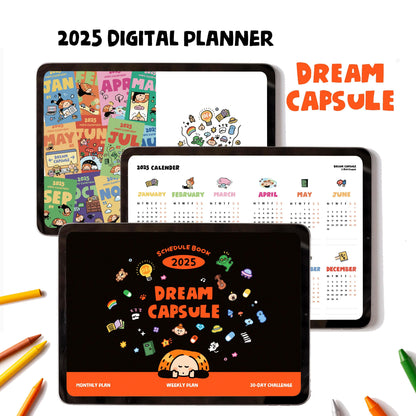 2025 Digital Planner: Kawaii Dream Capsule iPad Journal (B5 Horizontal)