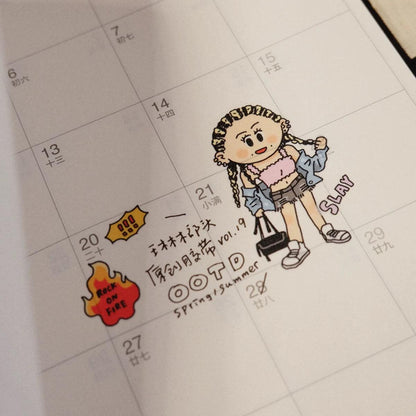 Fashion Girl Stickers: OOTD Planner Stickers, Kawaii Journal (V19)