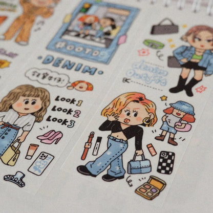 Fashion Girl Stickers: OOTD Planner Stickers, Kawaii Journal (V19)