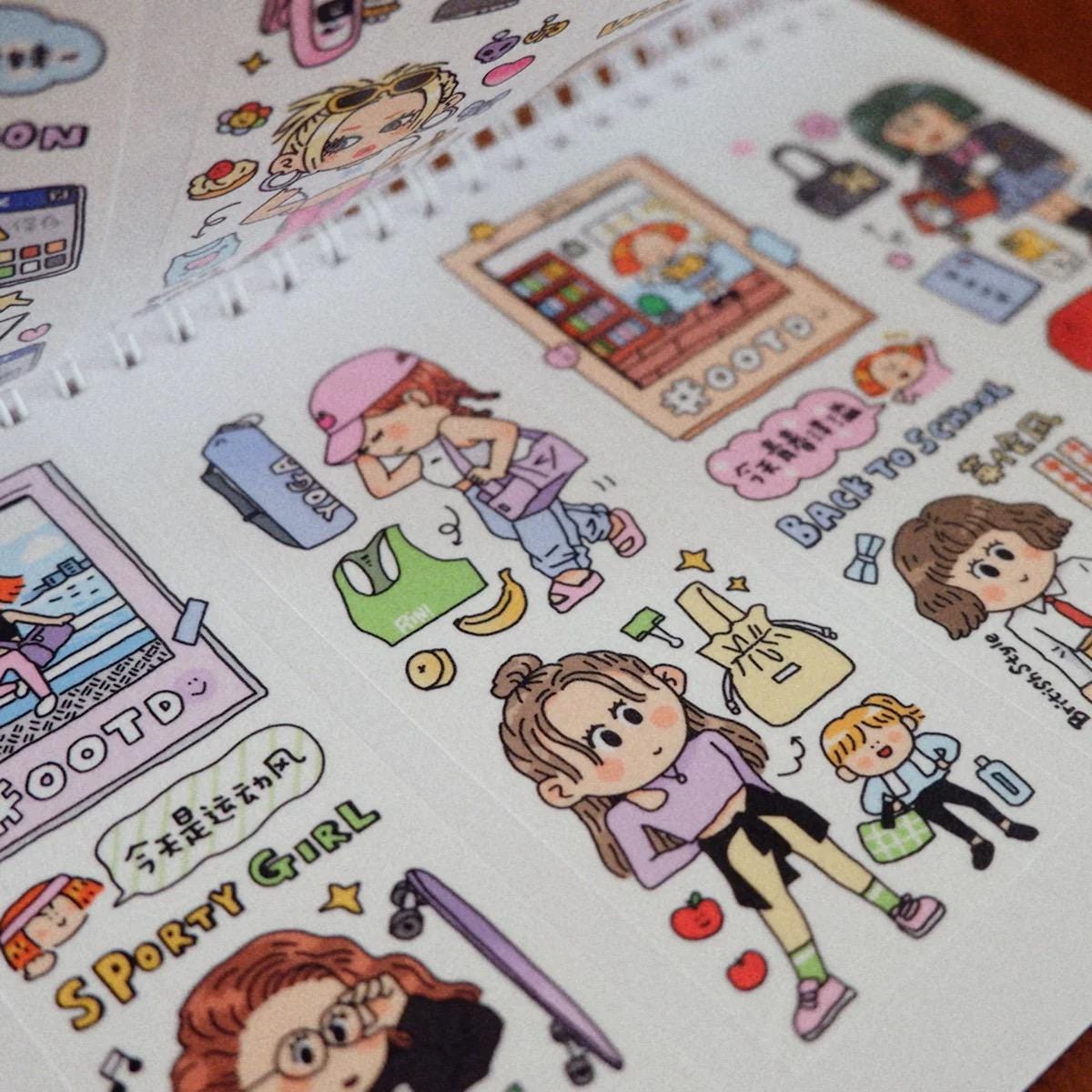 Fashion Girl Stickers: OOTD Planner Stickers, Kawaii Journal (V19)