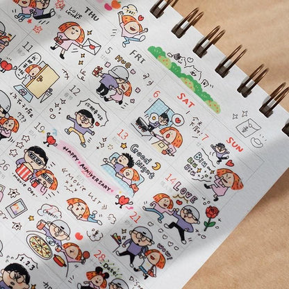 Kawaii Couple Washi Stickers, Valentines Gift, Journal Stickers