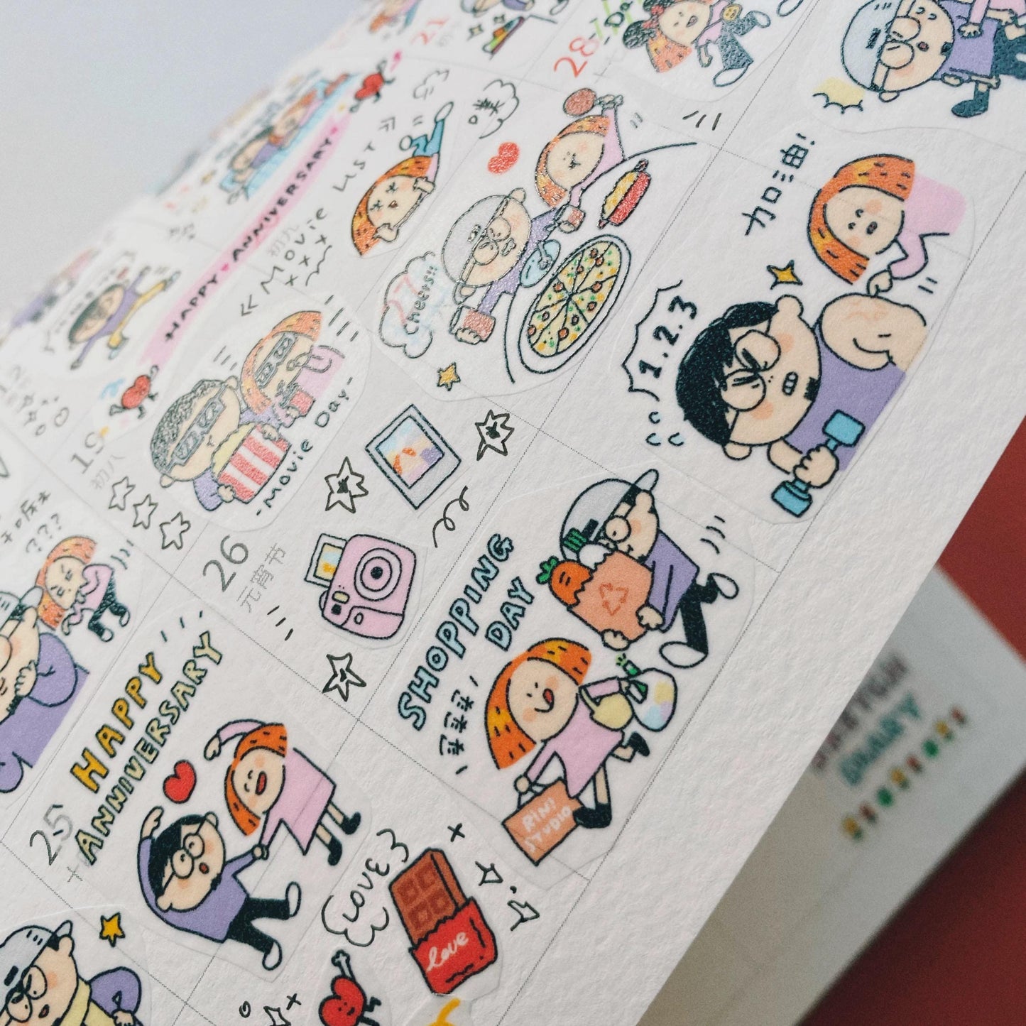 Kawaii Couple Washi Stickers, Valentines Gift, Journal Stickers