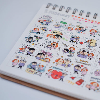 Kawaii Couple Washi Stickers, Valentines Gift, Journal Stickers
