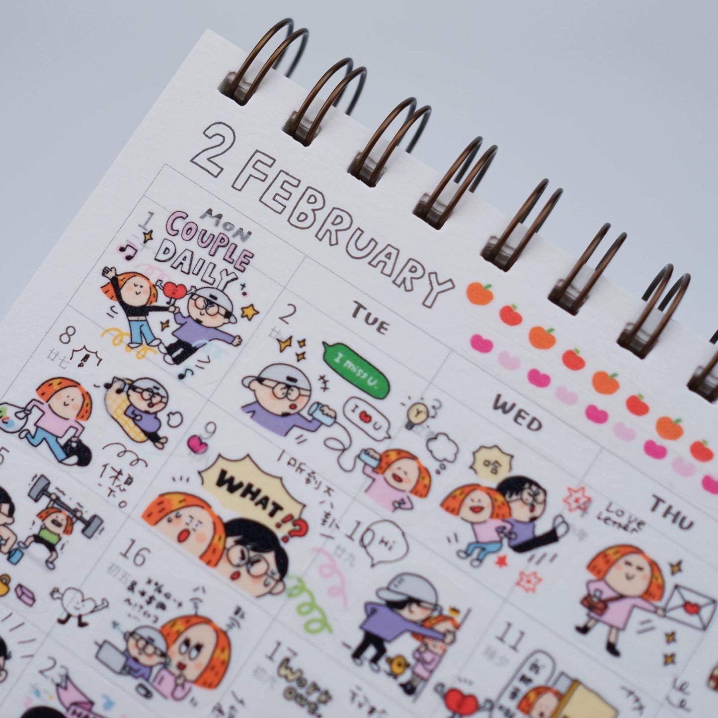 Kawaii Couple Washi Stickers, Valentines Gift, Journal Stickers
