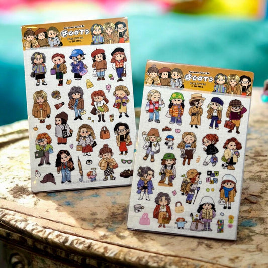 OOTD Fashion Stickers: Kawaii Planner Stickers - Autumn & Winter