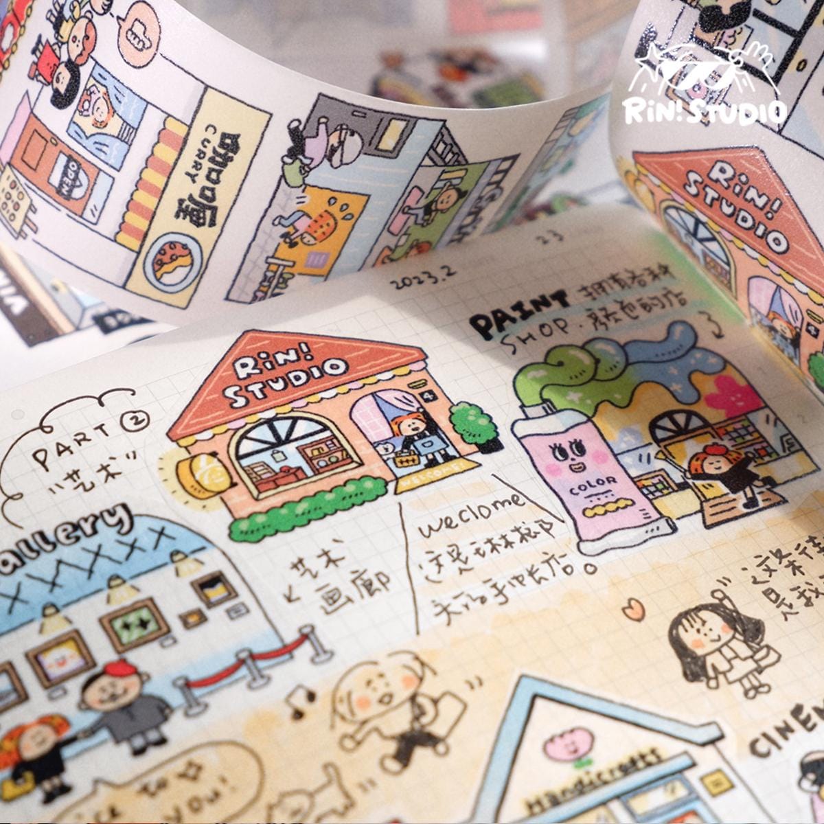 Dream Shop Washi Tape: BuJo Stickers - Vol. 31 by RiN Studio – flat lay for bullet journal spread