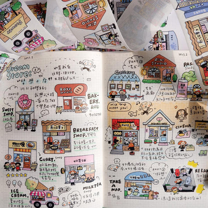 Dream Shop Washi Tape: BuJo Stickers - Vol. 31 by RiN Studio – in use with planner layout