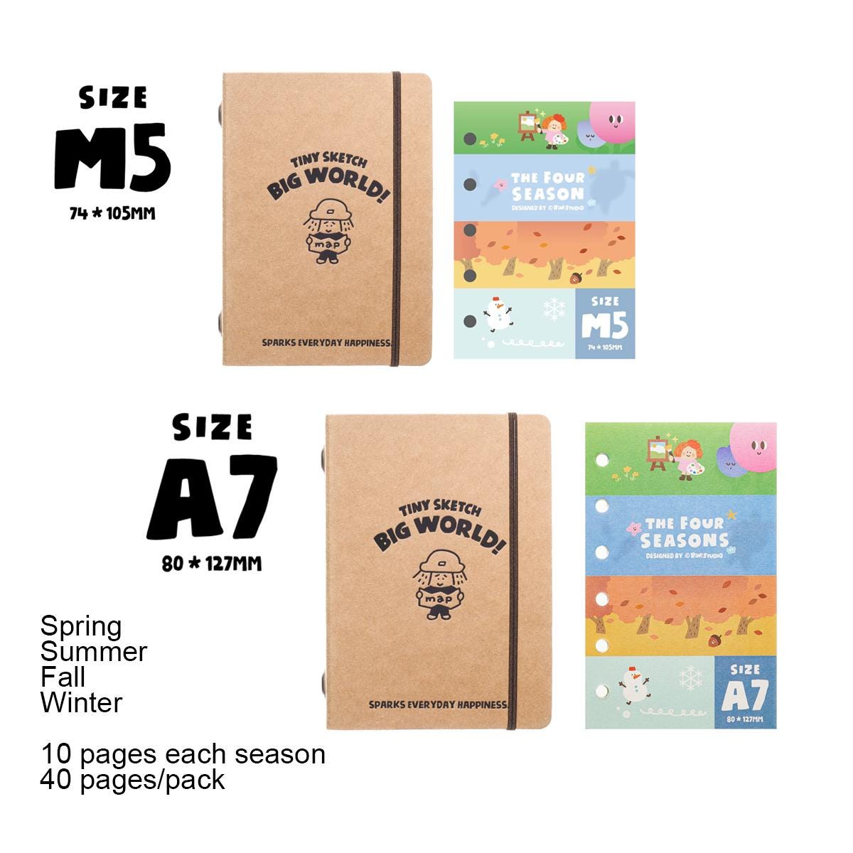 A7/M5 Ring Binder Notebook: Craft Paper Journal Organizer