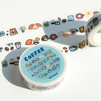 Kawaii Coffee Washi Tape: Mini Emoji Stickers, Scrapbooking Craft Tape