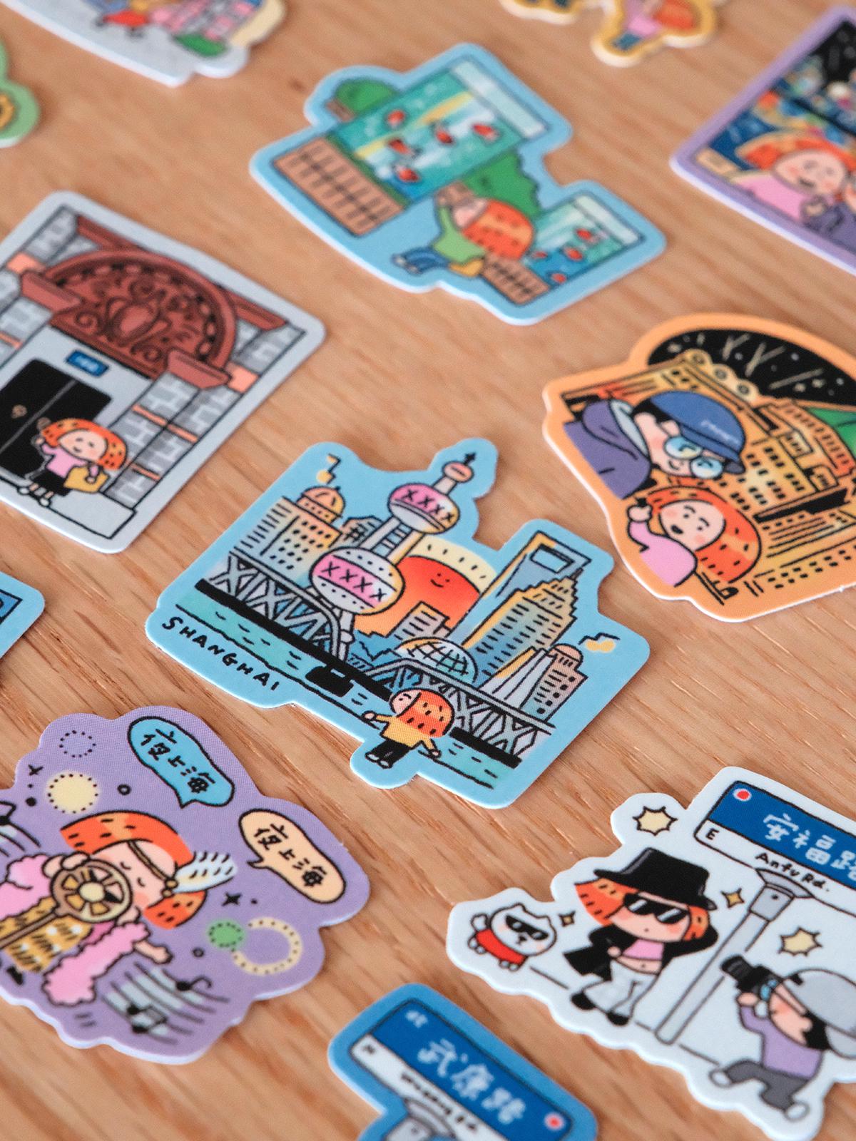 Shanghai Stickers: Kawaii City Journaling Stickers (24 Pieces)