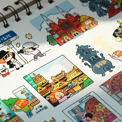 Shanghai City Walk Stickers: Travel Journal Embellishments