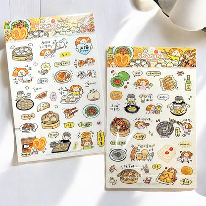 Shanghai Food Stickers: Local Cuisine Travel Journal Stickers