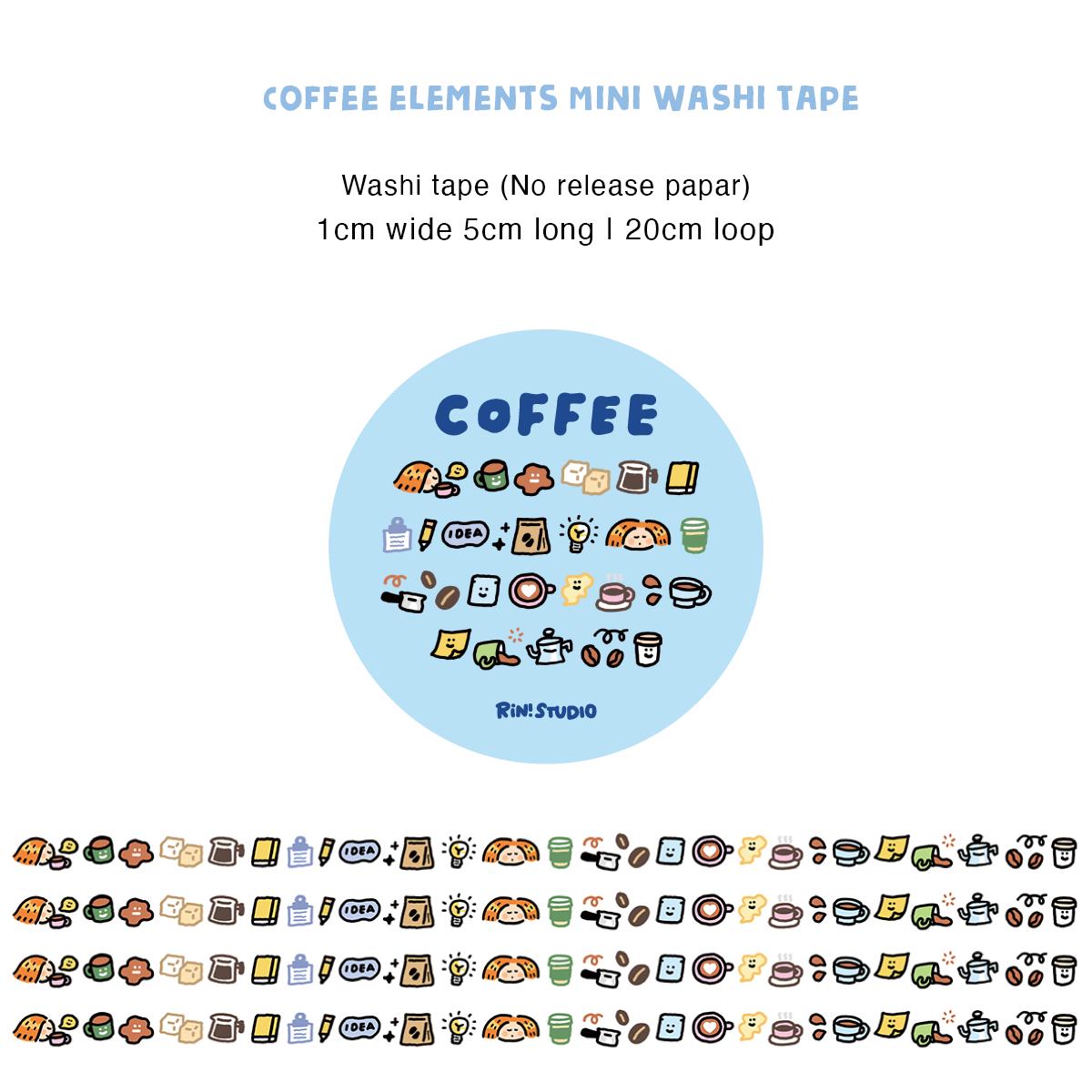 Kawaii Coffee Washi Tape: Mini Emoji Stickers, Scrapbooking Craft Tape