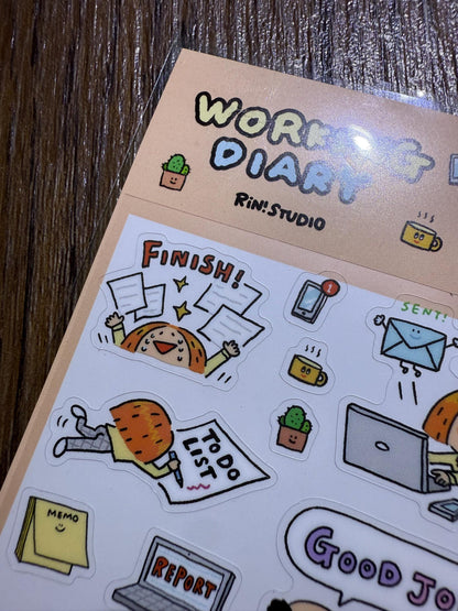Kawaii PVC Stickers: Work Diary, Office Life Stickers