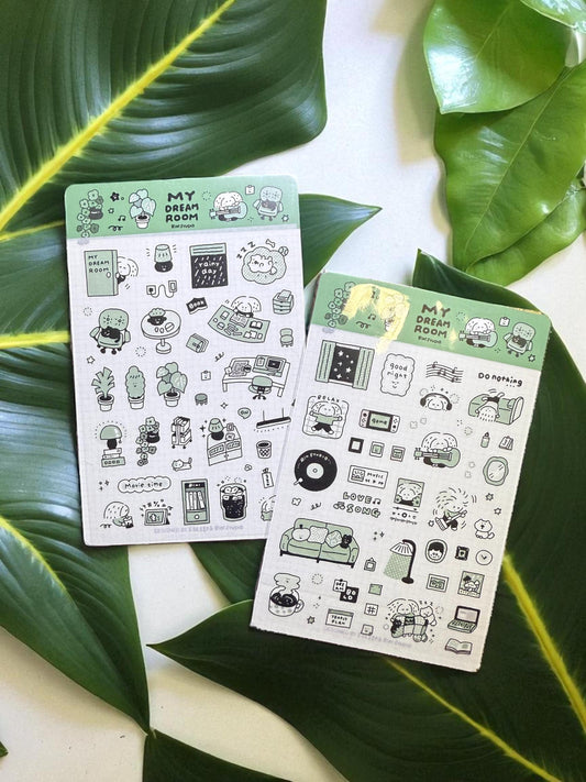 Kawaii Large Washi Tape Stickers: Single Color, My dream room