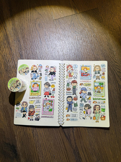 Fashion Girl Washi Tape: OOTD Planner, Kawaii Journal (V19)