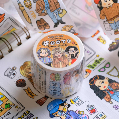 Bullet Journal Fashion Washi tape, OOTD Washi, Day Planner, Kawaii Journal Stickers, Outfit Washi, Winter & Fall Style, V37