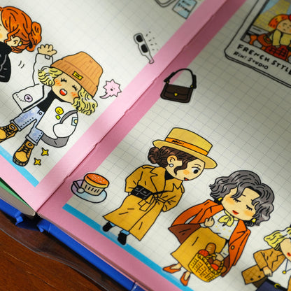 Bullet Journal Fashion Washi tape, OOTD Washi, Day Planner, Kawaii Journal Stickers, Outfit Washi, Winter & Fall Style, V37