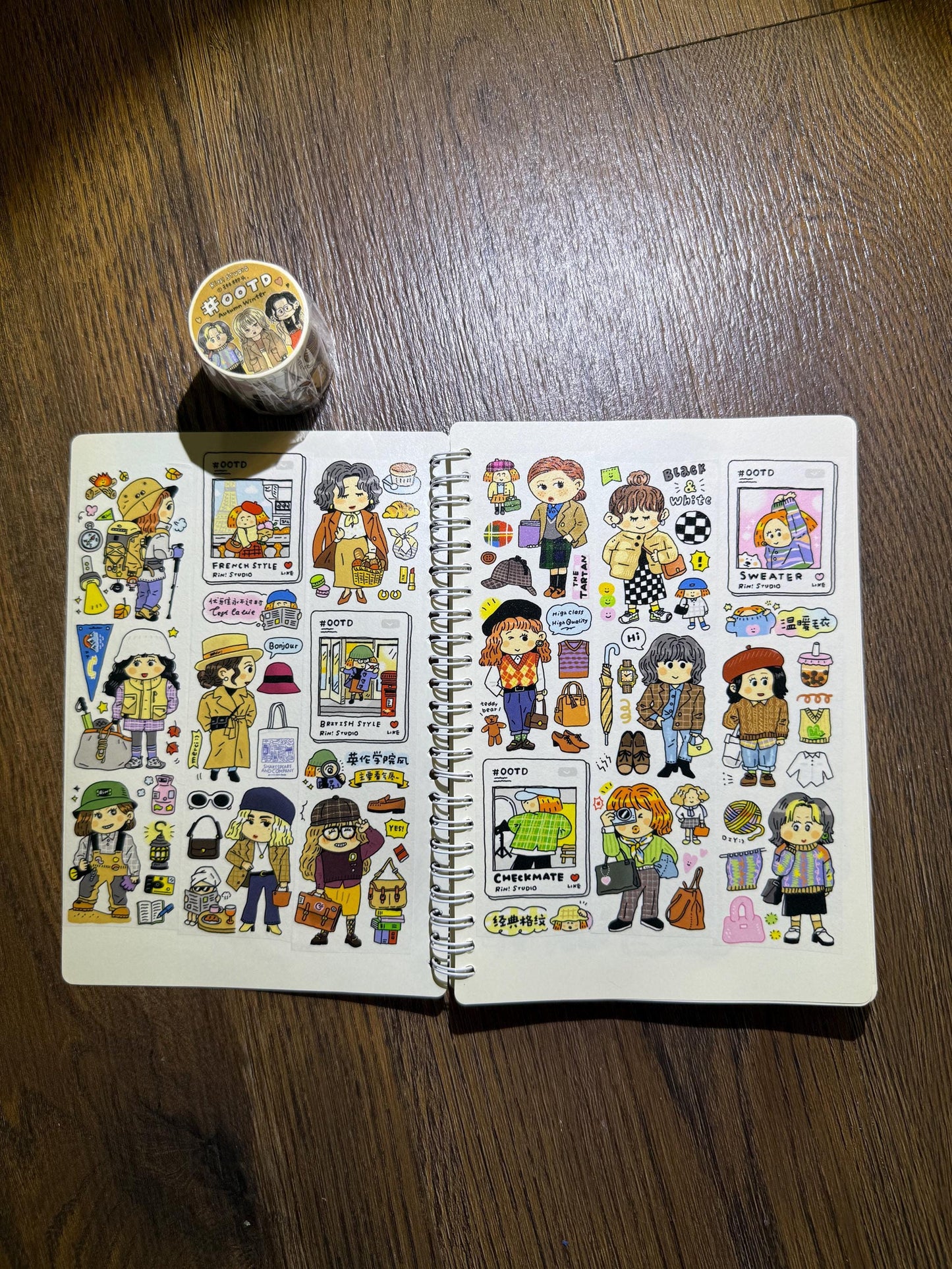Bullet Journal Fashion Washi tape, OOTD Washi, Day Planner, Kawaii Journal Stickers, Outfit Washi, Winter & Fall Style, V37