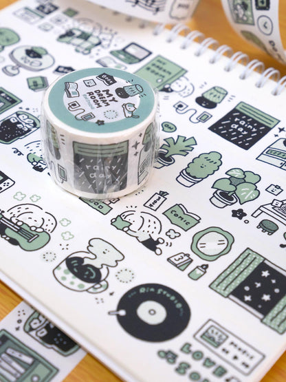 Kawaii Large Washi Tape Roll: Single Color, My dream room 3D Sticker, Scene sticker