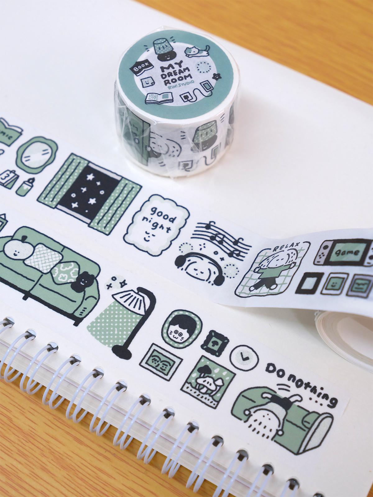 Kawaii Large Washi Tape Roll: Single Color, My dream room 3D Sticker, Scene sticker