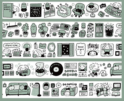 Kawaii Large Washi Tape Roll: Single Color, My dream room 3D Sticker, Scene sticker