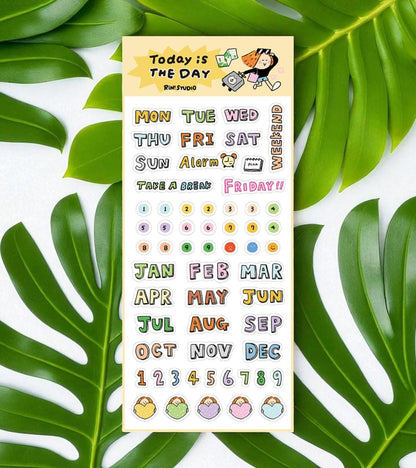 Small PVC Stickers - 'Today is the day!' Number Date Week sticker - vol 4