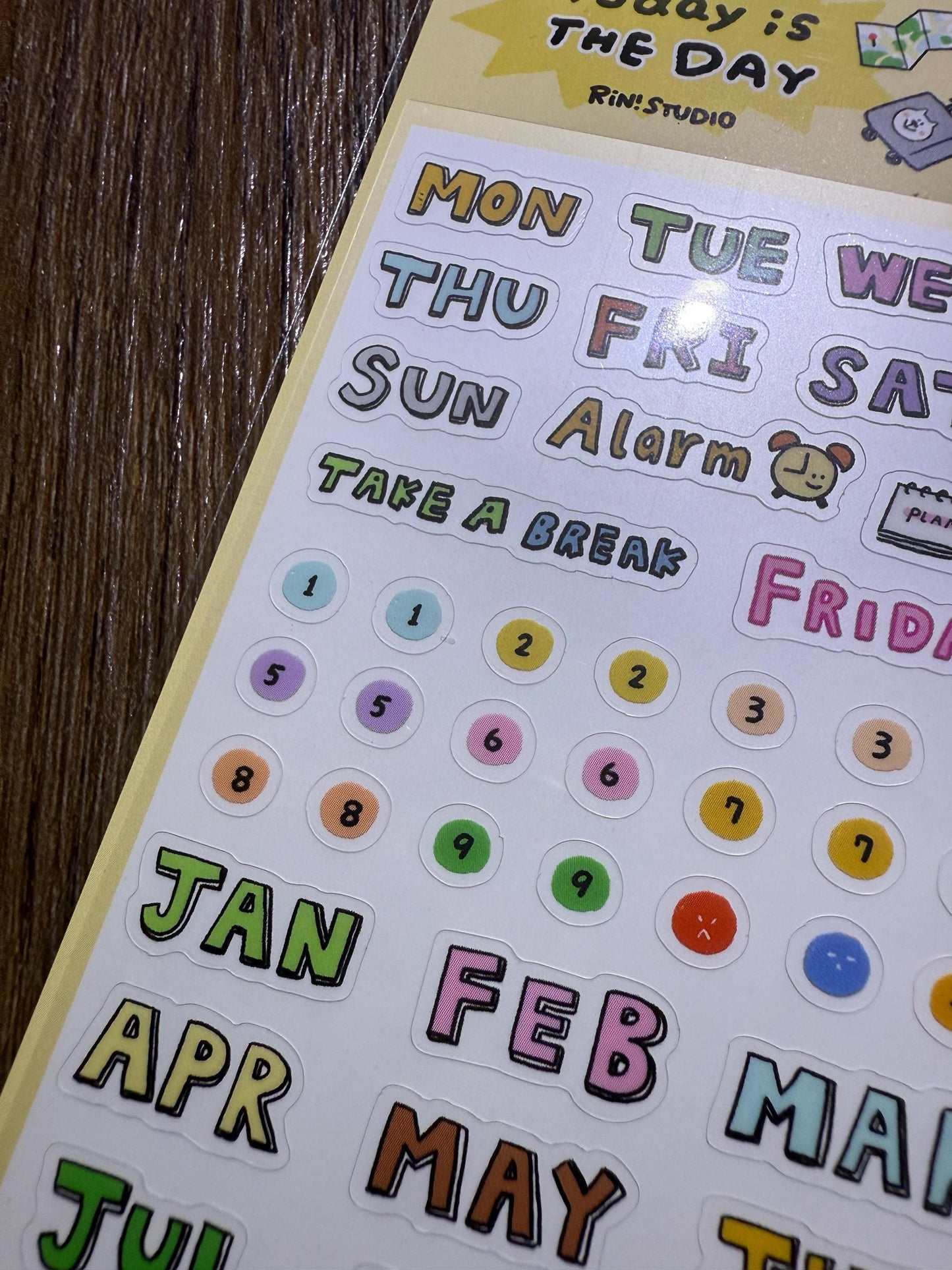 Small PVC Stickers - 'Today is the day!' Number Date Week sticker - vol 4