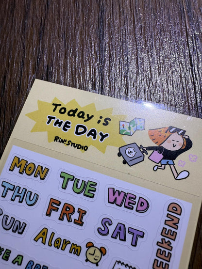 Small PVC Stickers - 'Today is the day!' Number Date Week sticker - vol 4