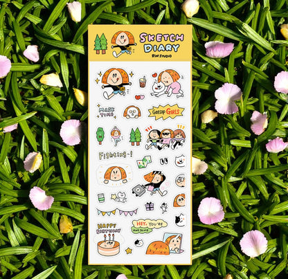 Kawaii PVC Stickers: Sketch Diary, Calendar Stickers