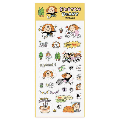 Kawaii PVC Stickers: Sketch Diary, Calendar Stickers
