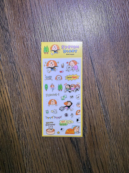 Kawaii PVC Stickers: Sketch Diary, Calendar Stickers