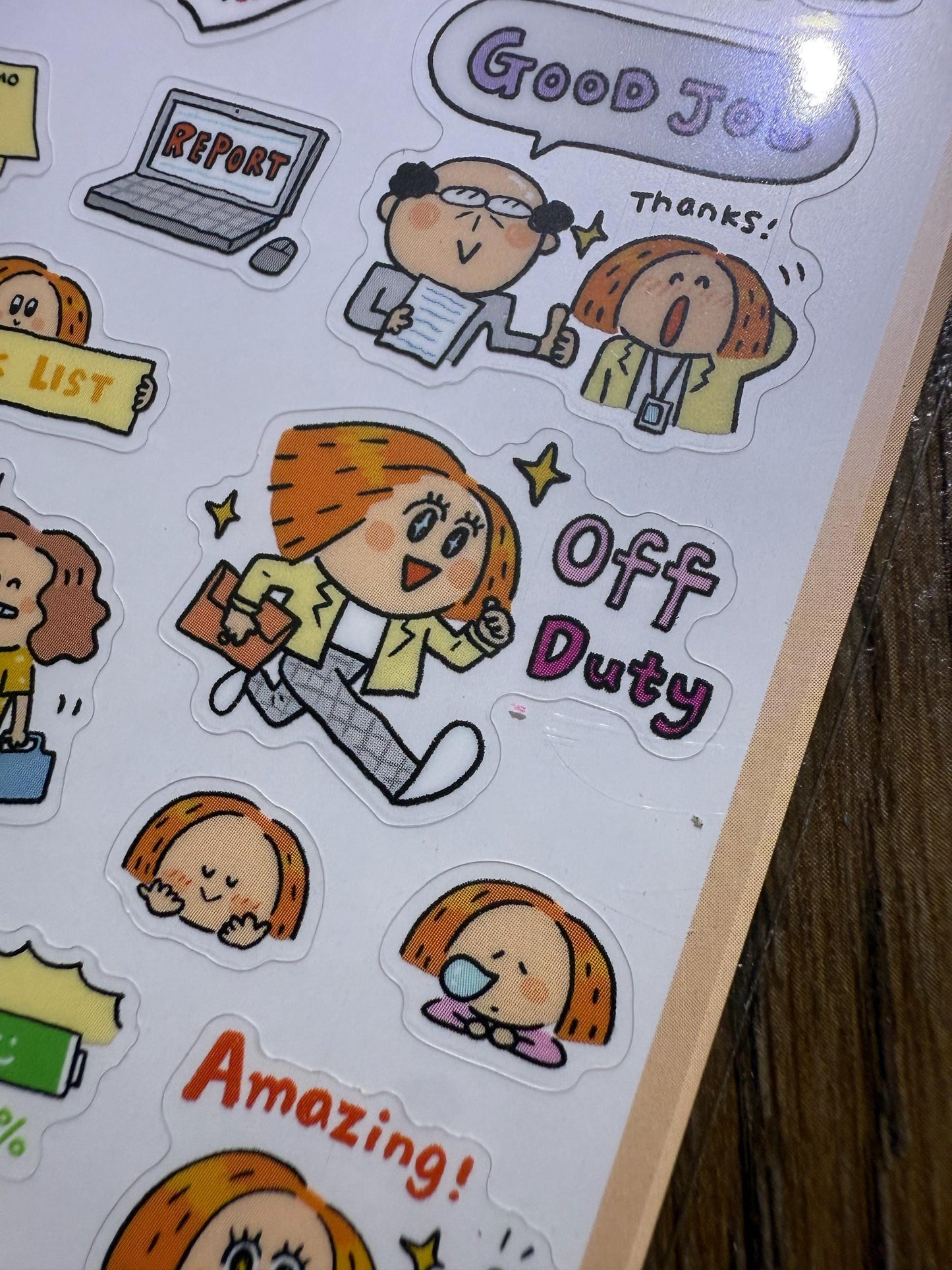 Kawaii PVC Stickers: Work Diary, Office Life Stickers