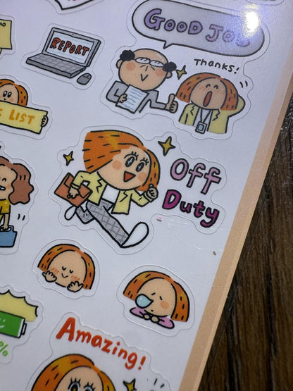 Kawaii PVC Stickers: Work Diary, Office Life Stickers