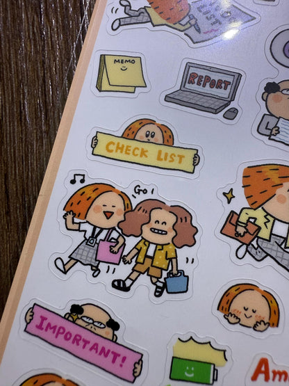 Kawaii PVC Stickers: Work Diary, Office Life Stickers
