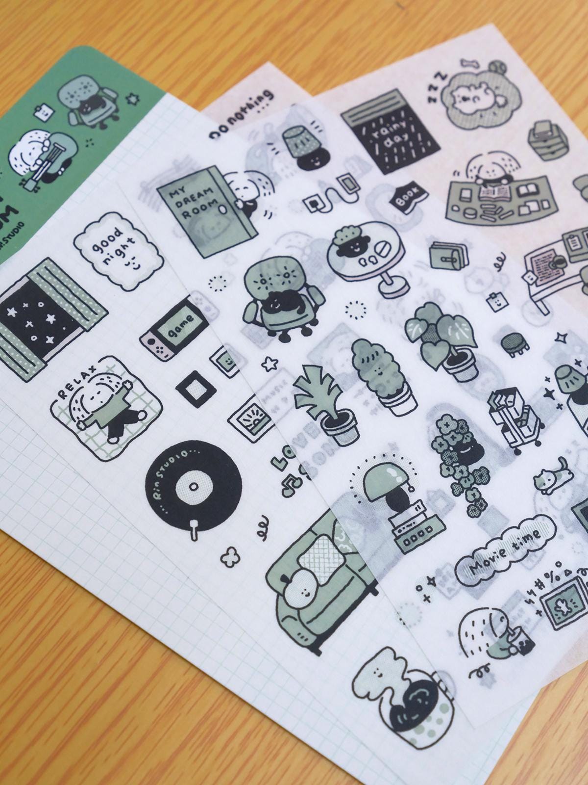 Kawaii Large Washi Tape Stickers: Single Color, My dream room