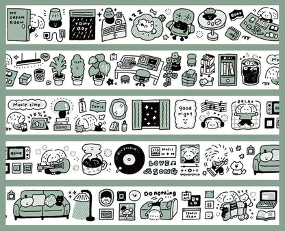 Kawaii Large Washi Tape Stickers: Single Color, My dream room