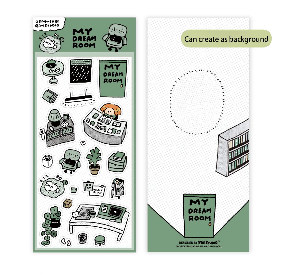 Kawaii PVC Stickers: My Dream Room 3D Scene