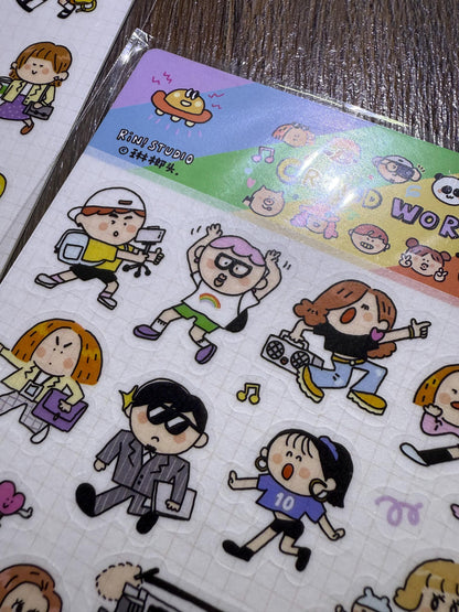 Kawaii Large Washi Tape Stickers: Crowd world, diversity sticker, Rainbow sticker, Pride Sticker, LGBT+ sticker