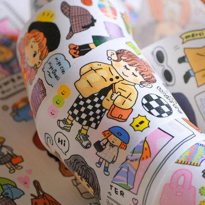 Bullet Journal Fashion Washi tape, OOTD Washi, Day Planner, Kawaii Journal Stickers, Outfit Washi, Winter & Fall Style, V37