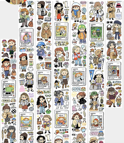 Bullet Journal Fashion Washi tape, OOTD Washi, Day Planner, Kawaii Journal Stickers, Outfit Washi, Winter & Fall Style, V37