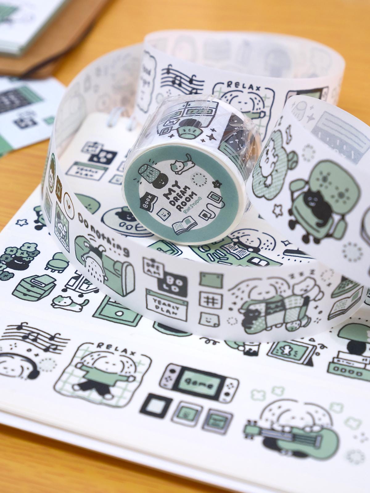 Kawaii Large Washi Tape Roll: Single Color, My dream room 3D Sticker, Scene sticker