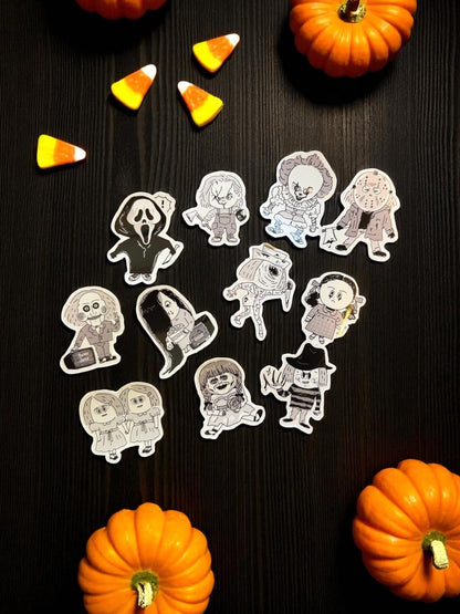Halloween Vinyl Stickers, Horror Moive, Scream, Chucky, Friday the 13th, Freddy Krueger, Water Bottle Sticker