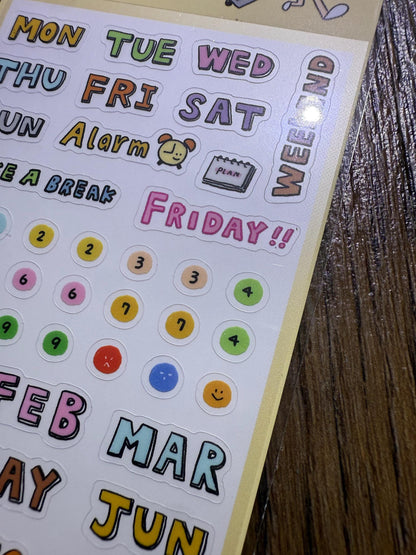 Small PVC Stickers - 'Today is the day!' Number Date Week sticker - vol 4