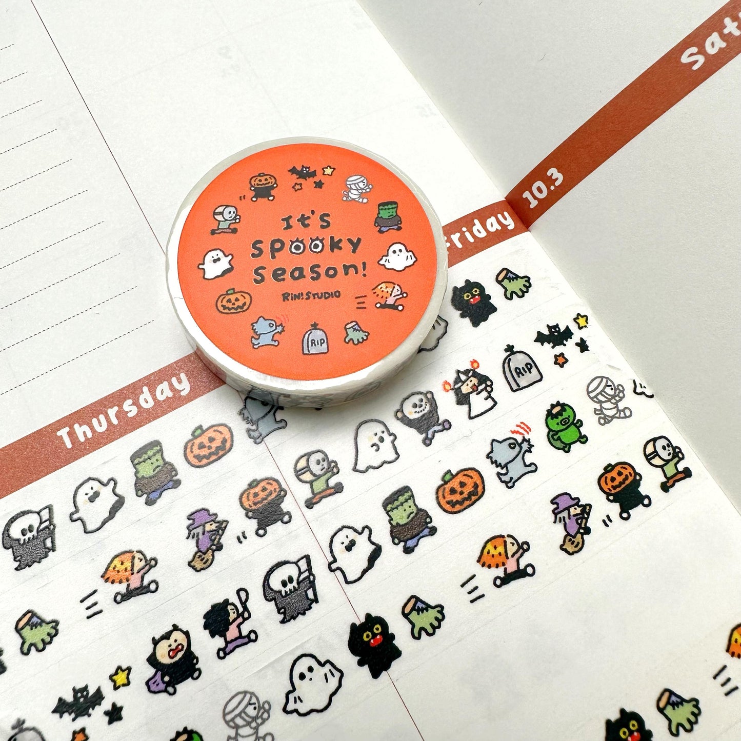 Hollaween mini Washi Tape - spooky season horror character RiN! Studio