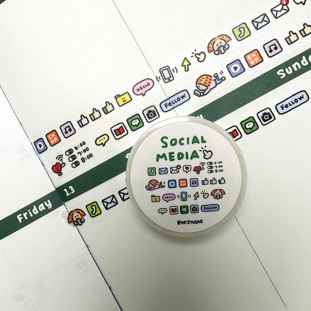 Social Media mini Washi Tape - on my phoe decoration tape RiN! Studio