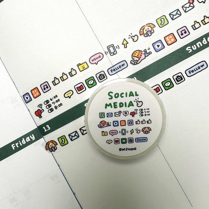 Social Media mini Washi Tape - on my phoe decoration tape RiN! Studio