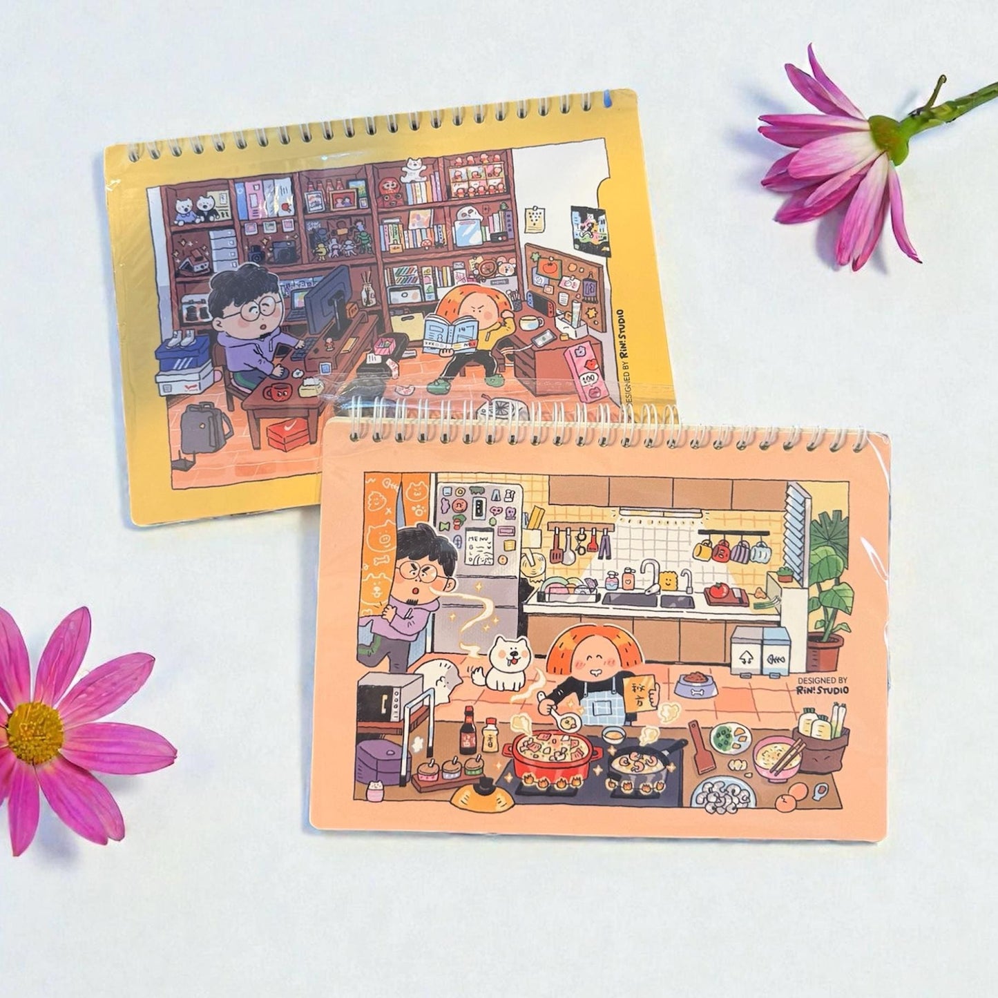 Reusable sticker book - Release stikcer notebook, Dogs, Cats, Kitchen, Study room