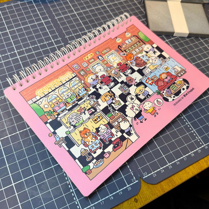 Reusable sticker book - Release stikcer notebook, Dogs, Cats, Kitchen, Study room