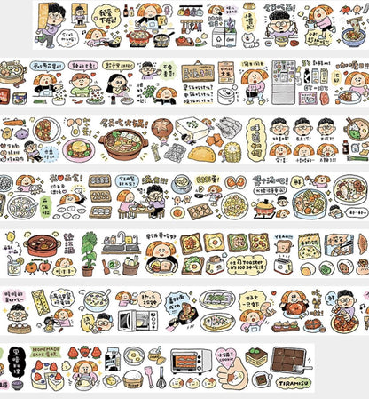 Kawaii Food Washi: Kitchen & Cooking Journal Washi Tape V20A